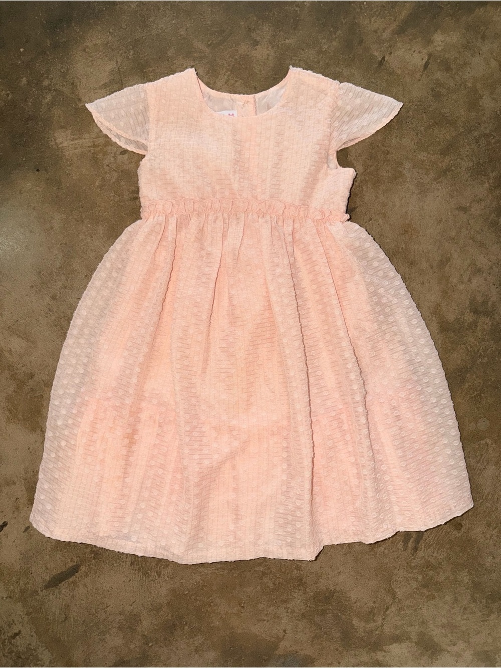 Bonnie Jean Girls Peach Textured Flutter Sleeve Party Dress Size 6